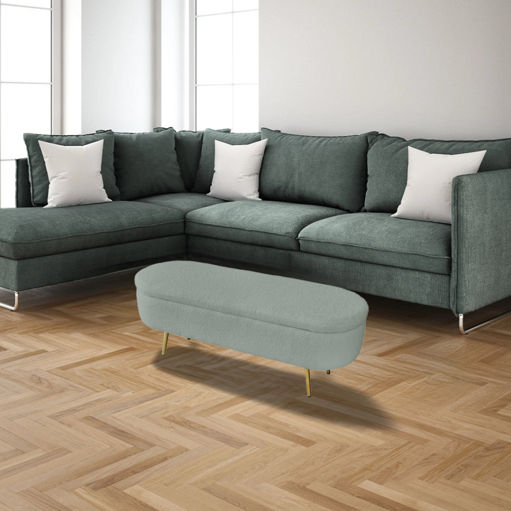 PANCA CONTENITORE TEDDY 122X41X47CM IN TESSUTO VERDE CHIARO