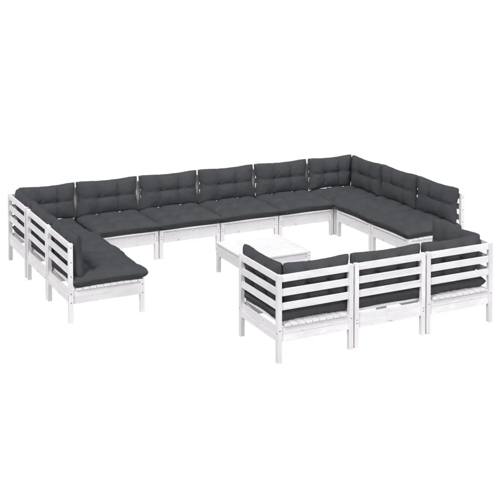 Set Divani da Giardino 14 pz con Cuscini Bianchi Legno di Pino cod mxl 44393