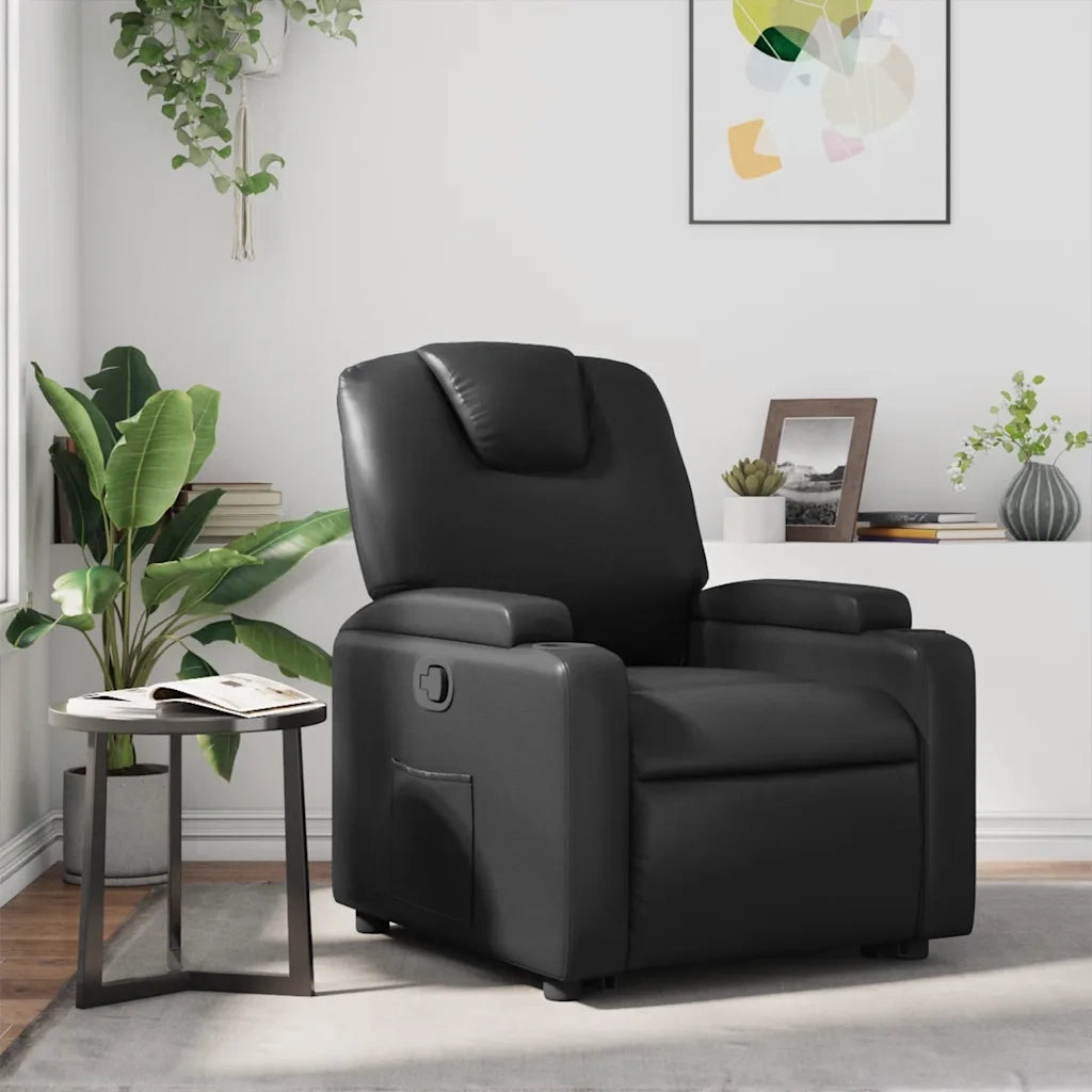 Divano Sedia-Poltrona reclinabile nera in similpelle 539657