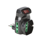 Adattatore Triplo con Protezione Sovraccarico Spina 2P+T10A Fanton Nero