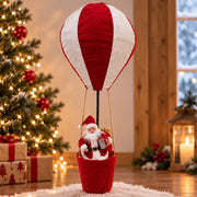 Mongolfiera di Babbo Natale 40x97cm Bianco e Rosso Decorazione Addobbo Natalizio