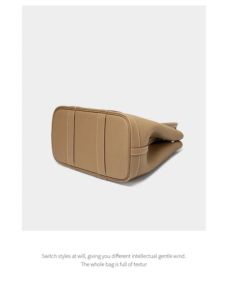 Borsa tote da donna in vera pelle, colore bronzo.