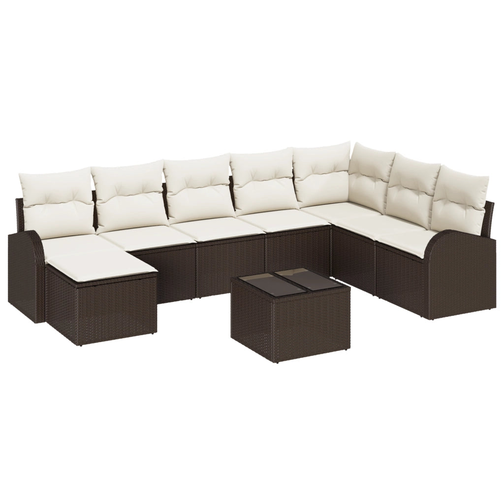 Set di Divani da Giardino 8 Pezzi con Cuscini Grigio Polyrattan