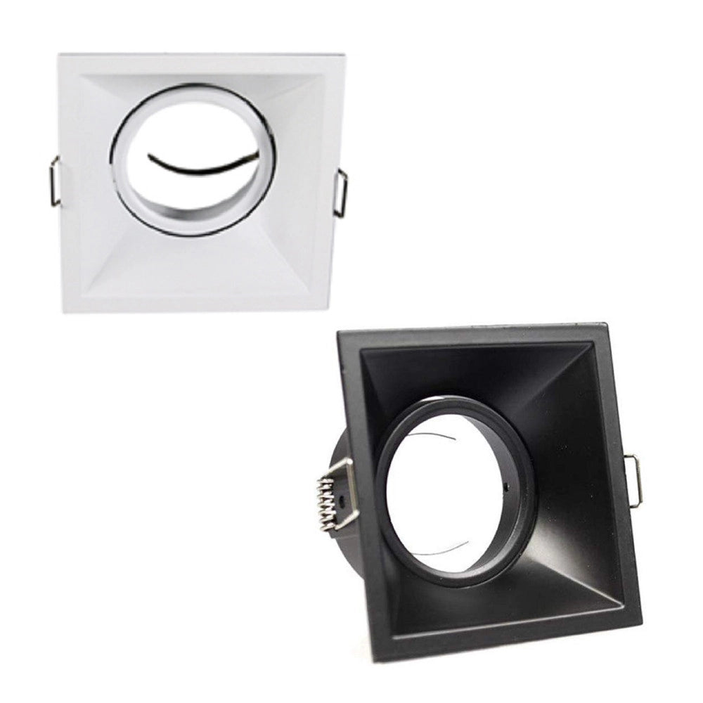 Trade Shop - Porta Faretto Incasso Supporto Faretto Orientabile Quadrato Gu10 Foro 82 Mm P14 -