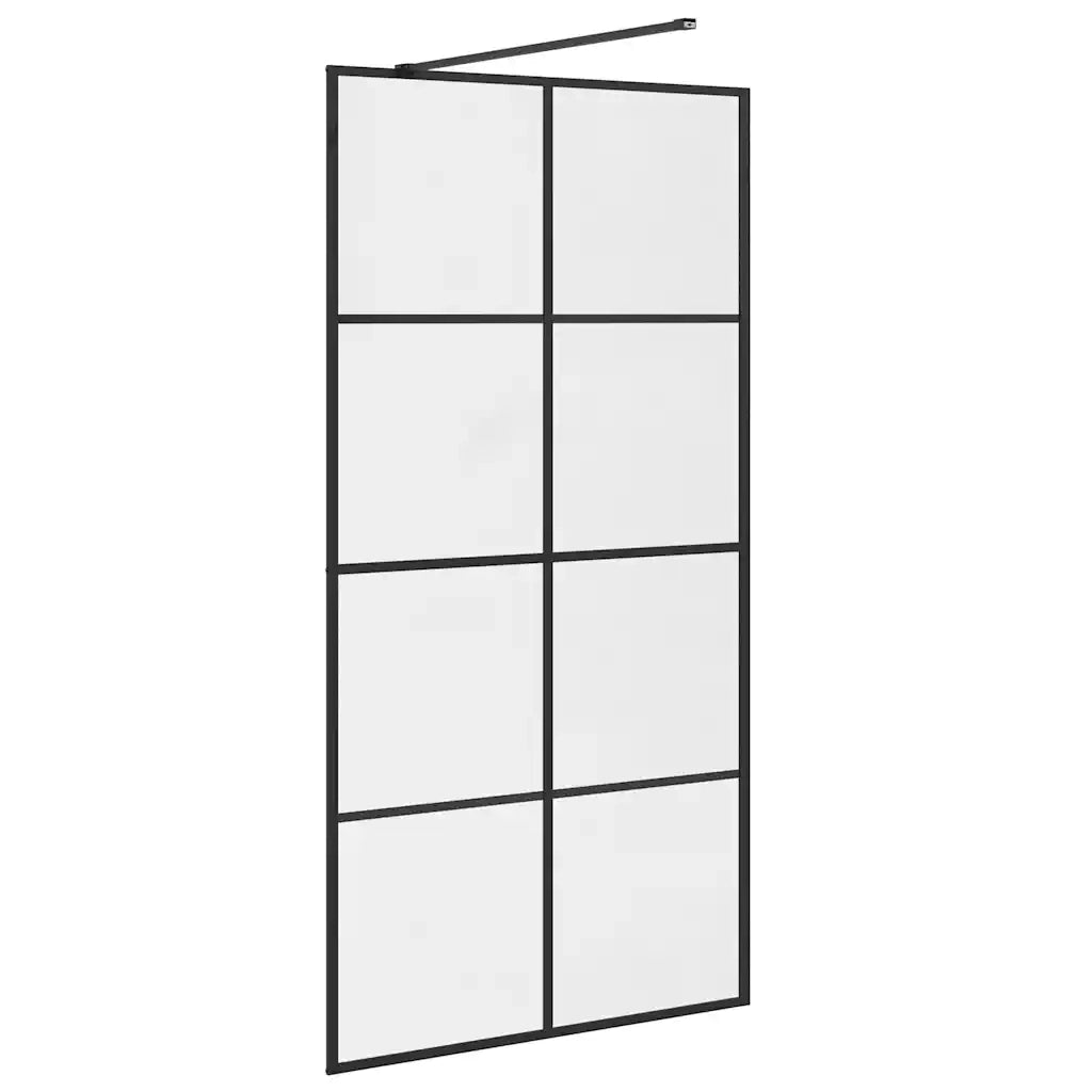 Parete per Doccia Walk-in Vetro Trasparente ESG 100x195cm Nera CFW5087508