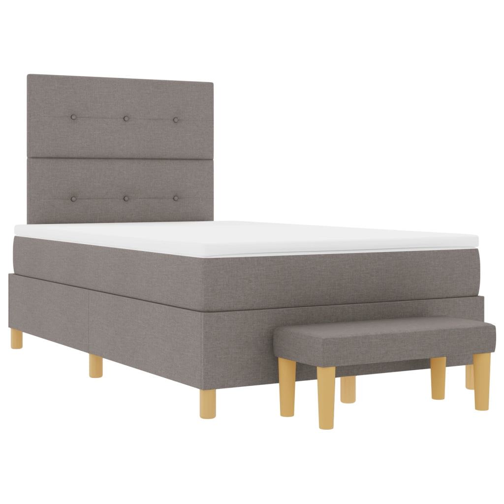 Letto a Rete con Materasso & Panchina Tortora 120x190 cm Tessuto