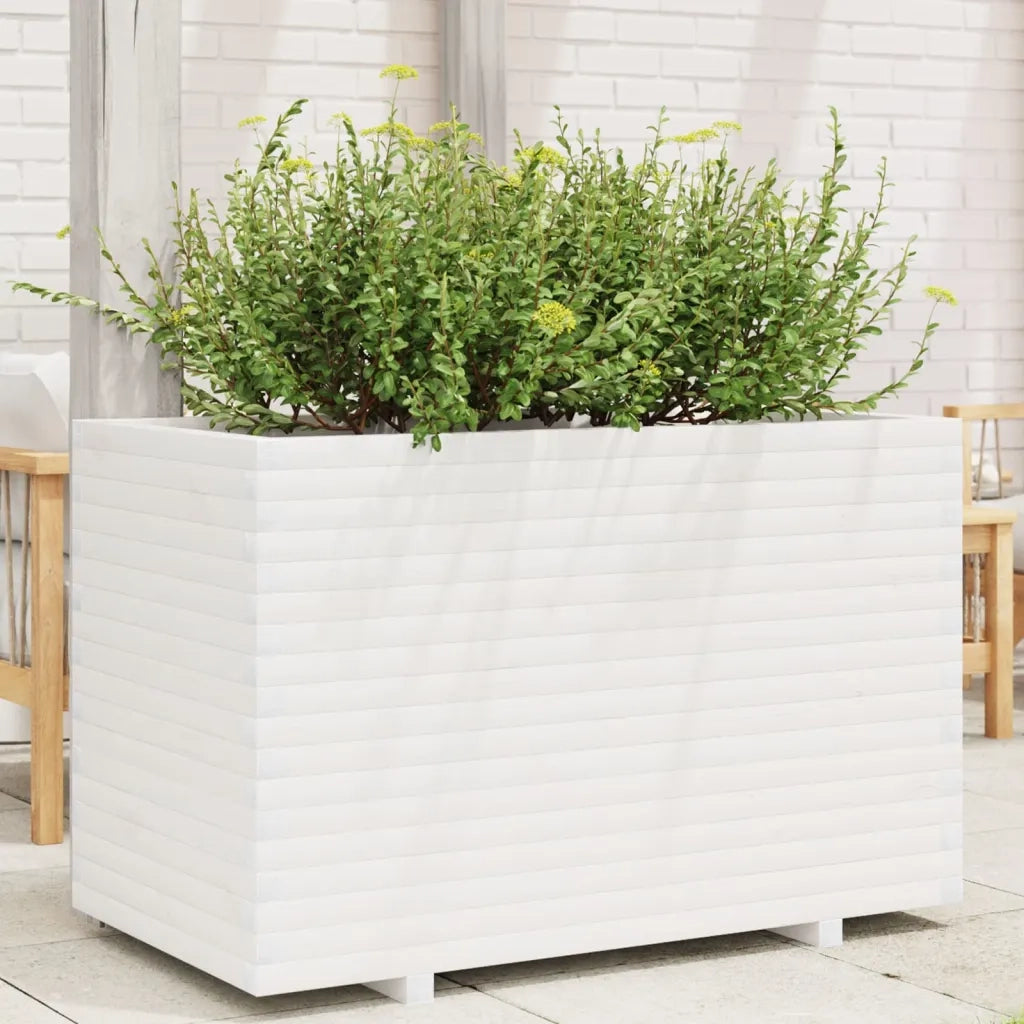 Fioriera da Giardino Bianca 110x60x72 cm Legno Massello di Pino 3282650