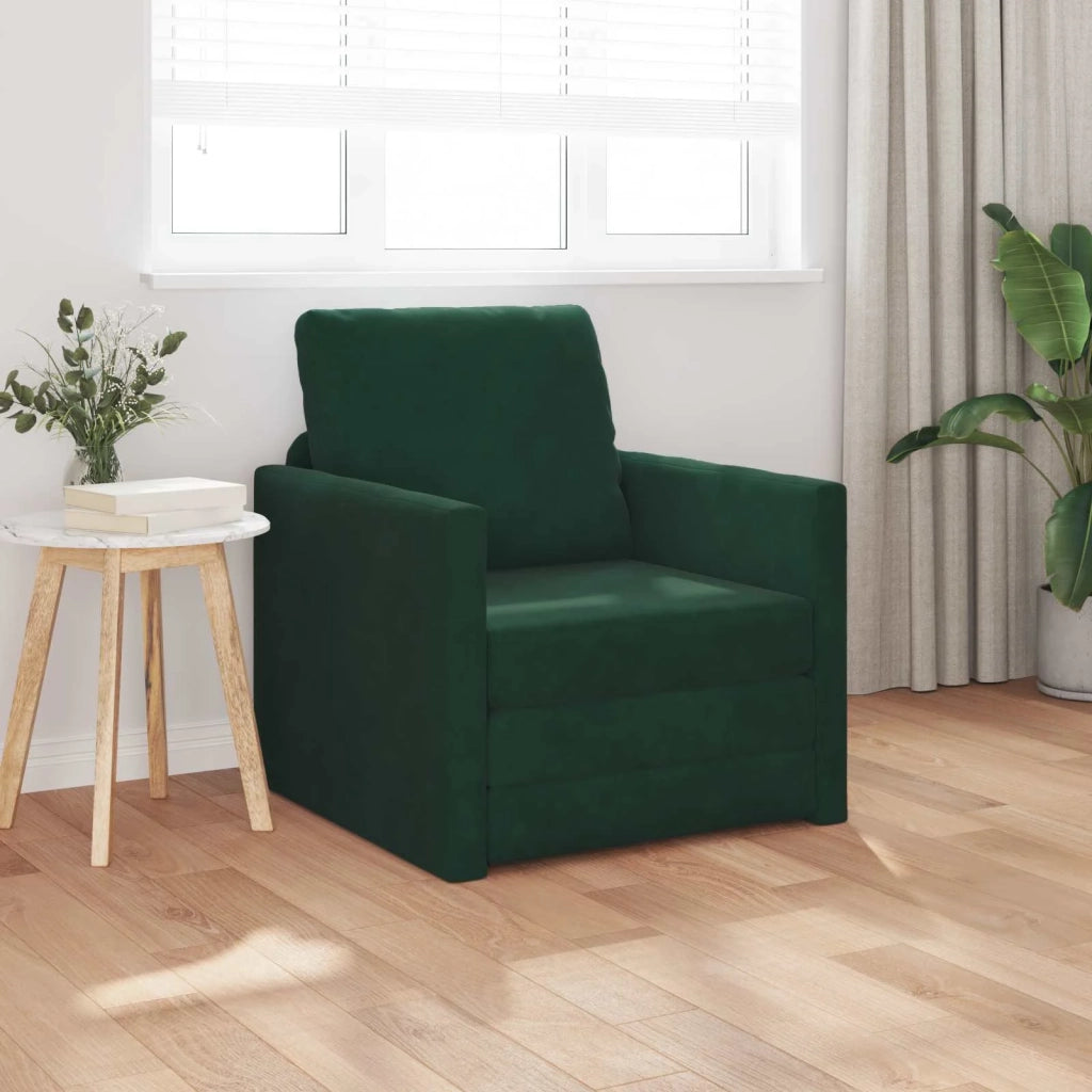 Divano letto | Sof¨¤ letto | Letto singolo Verde Scuro 74 x 77 x 81 cm Velluto