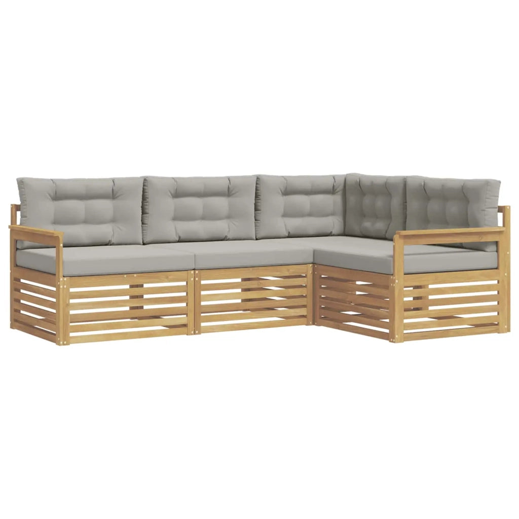 Set di divani da esterno 5 pcs Bianco e Grigio Chiaro