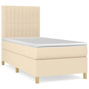 Letto singolo | Letto per adulti | Giroletto a Molle con Materasso Crema 80x200 cm inTessuto
