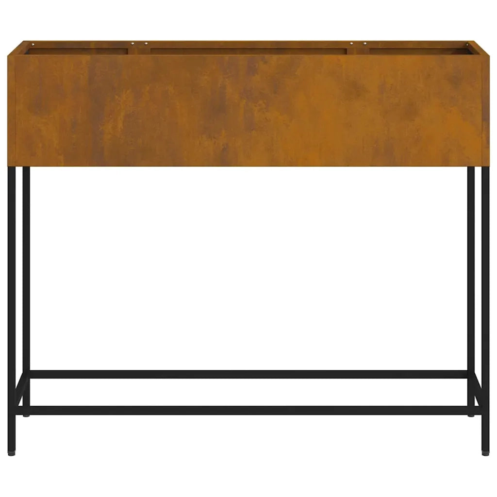 Vaso da giardino-Fioriera Esterno-Contenitore per Piante Rialzato Ruggine 100 x 26 x 82 cm
