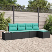 Set Divano da Giardino 5 pz Nero polyrattan 3347026