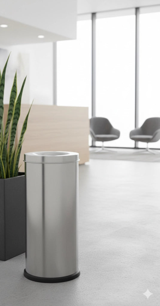 Pattumiera Gettacarte Ø25xh60 cm Autoestinguente in Acciaio Inox Argento