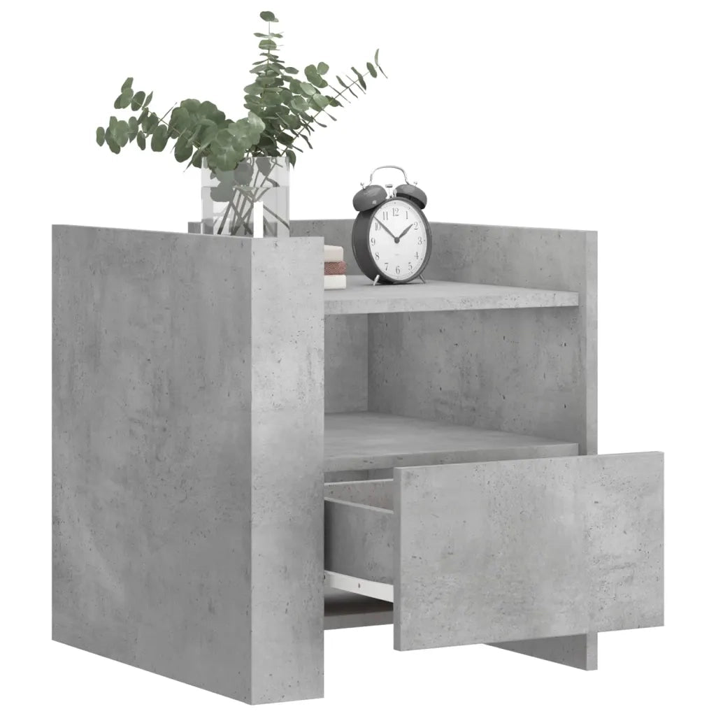 Comodino | Armadio da Notte | Mobiletto da notte Grigio Cemento 45x50x50 cm in Truciolato