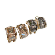 Orecchini a cerchio quadrati a forma di C con diamanti, orecchini eleganti da donna, raffinati orecchini interamente in cristallo con diamanti.