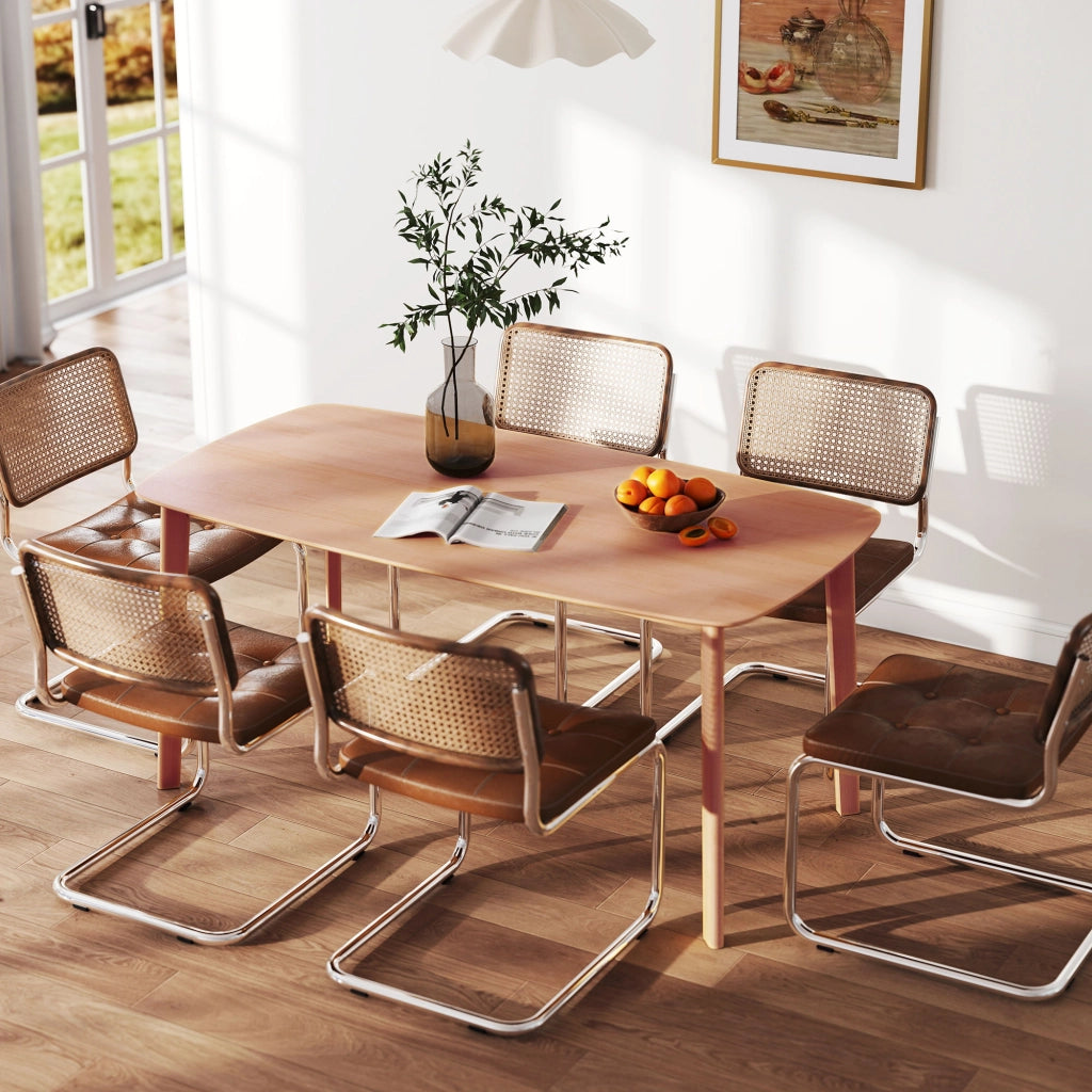 Tavolo da pranzo rettangolare allungabile per 6 persone ¨C Zephmum ¨C Legno massello rovere naturale 150x80x76 cm