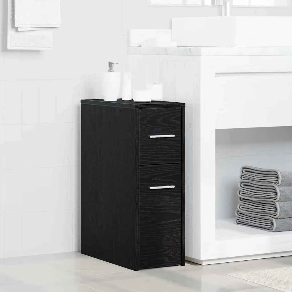 vidaXL Mobile da bagno slim Rovere nero 22 x 44 x 61.5 cm