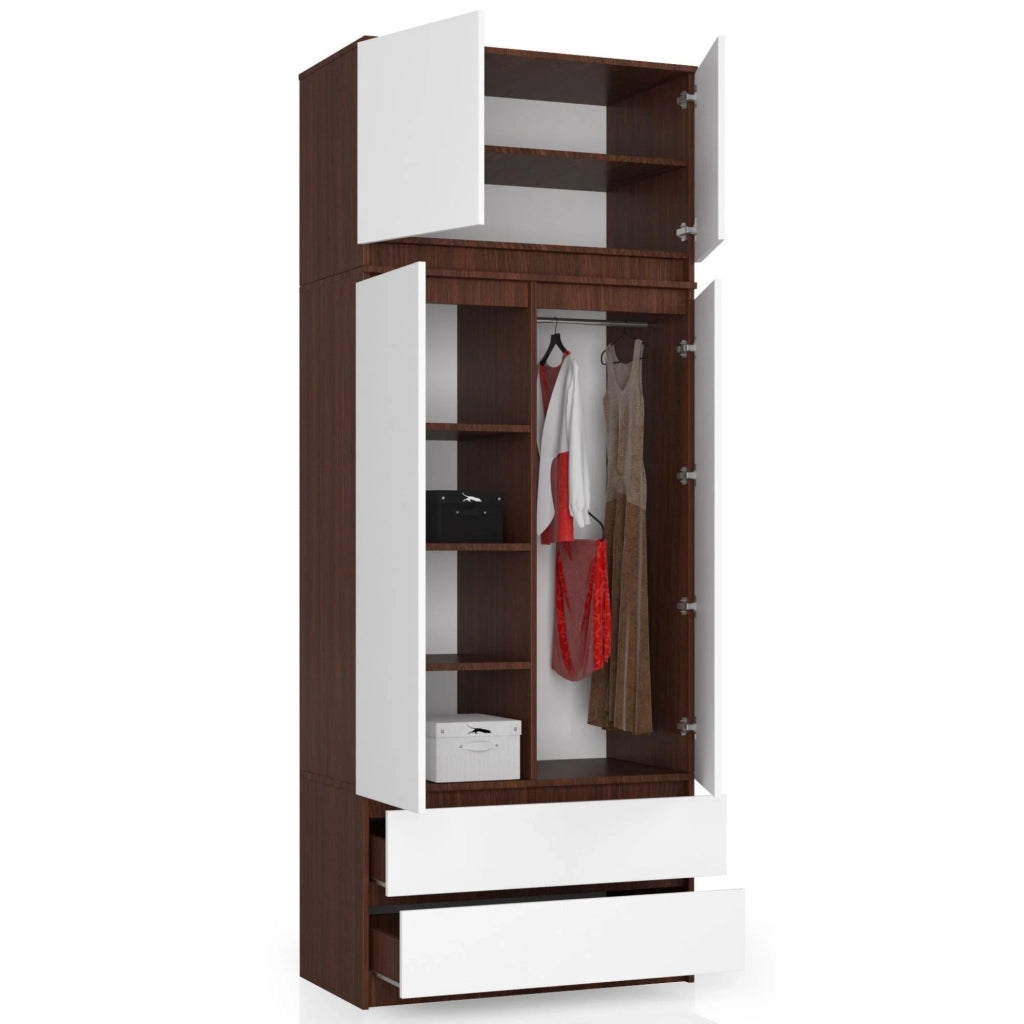 Sopralzo per armadio AKORD S90 Wengé 90 cm 2 ante inserto frontale Bianco 90x51x55 cm