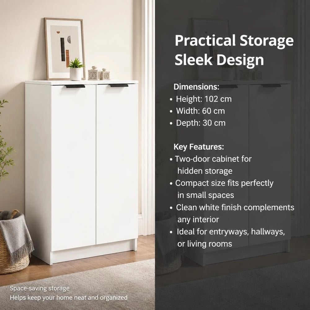 Shoe Cabinet, White, 59x35x100.5 Cm, Wood-based Material