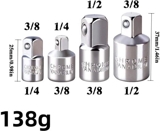 Adattore per presine, 4 pezzi, presa riduttore, connettore adattatore, set di presine e adattatori per estensione, per manutenzione, argento