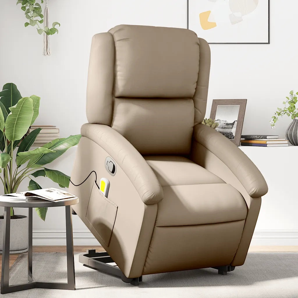 Poltrona Alzapersone Massaggi Reclinabile Cappuccino Similpelle 3204239
