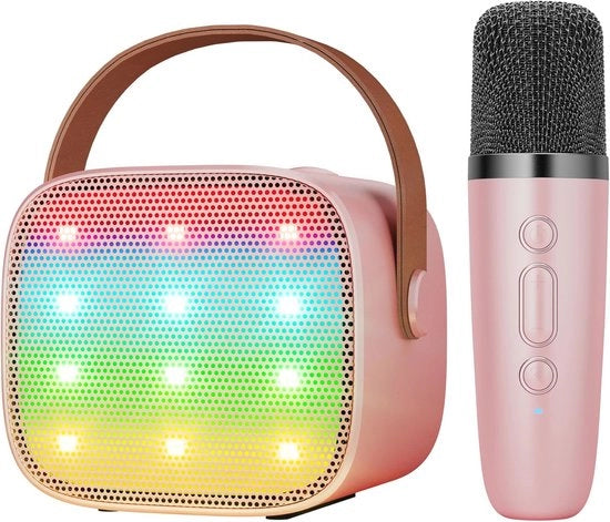 Microfono Karaoke Portatile con Illuminazione - Macchina Karaoke Bluetooth Portatile per Bambini e Adulti