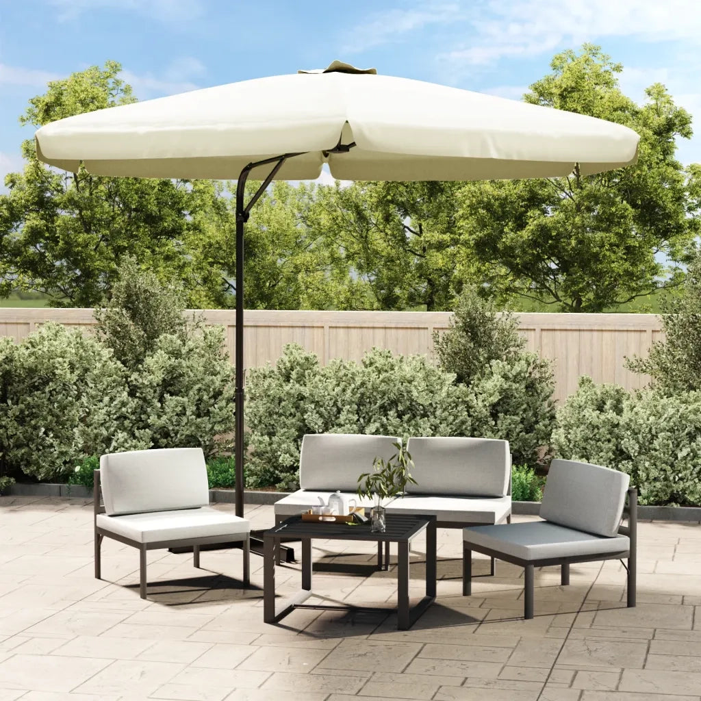 Ombrellone da Giardino con Palo in Acciaio 300 cm Bianco Sabbia 47313