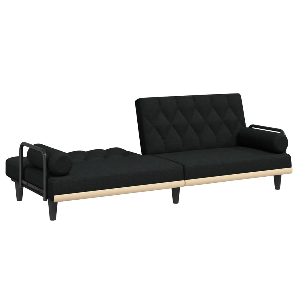Divano letto con braccioli in tessuto nero 02_0019835