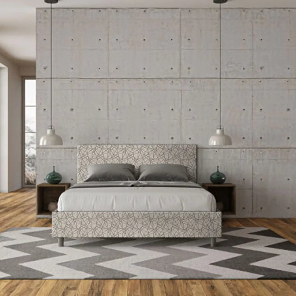 Letto matrimoniale con rete imbottito 160x210 tessuto Era 2 grigio Adele