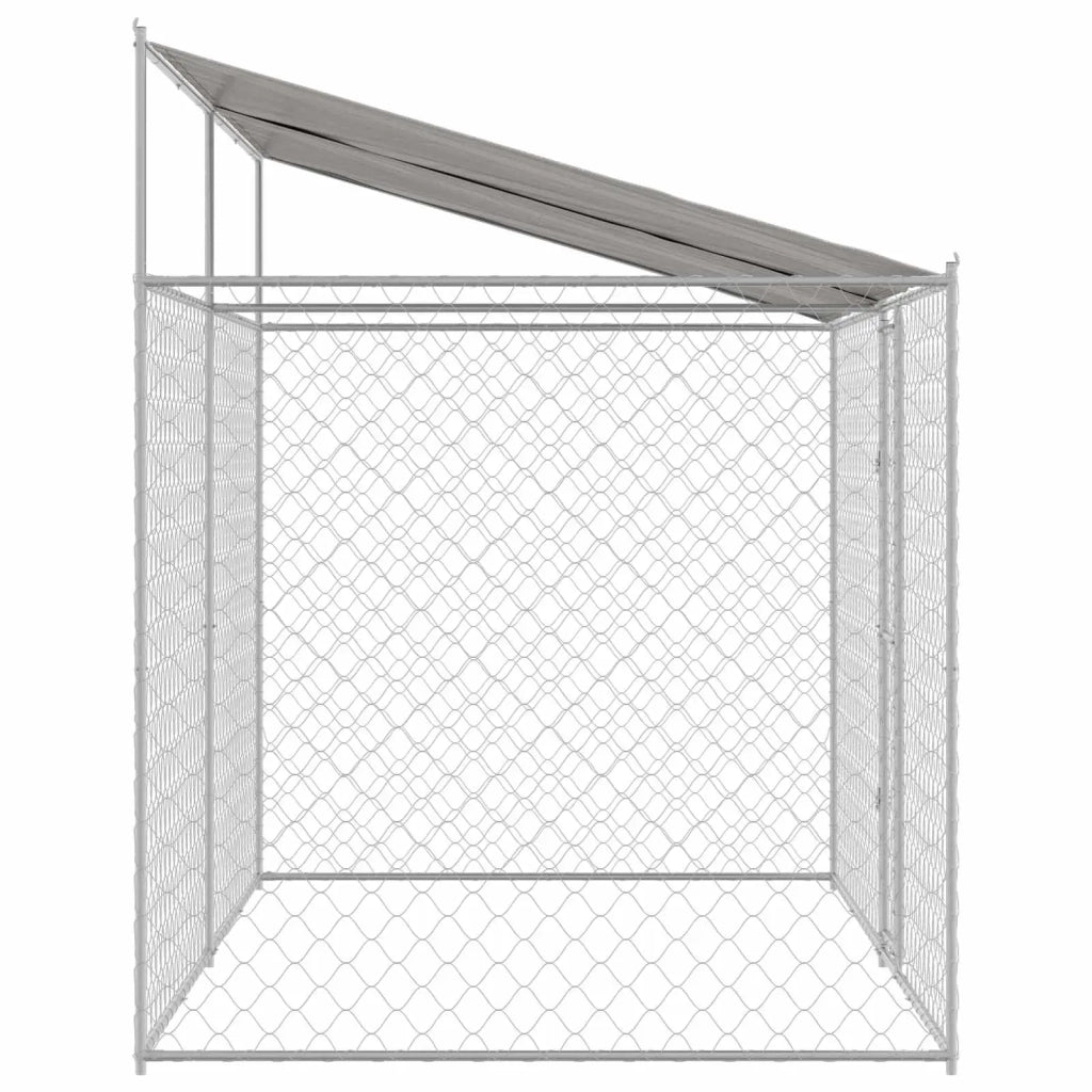 Gabbia per Cani con Tetto Argento 400 x 200 x 256 cm 3368301