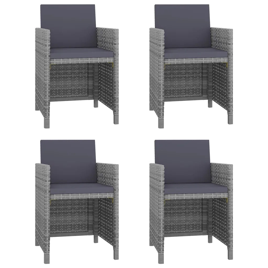 Set da Pranzo da Giardino 5 pz con Cuscini in Polyrattan Grigio cod mxl 35571