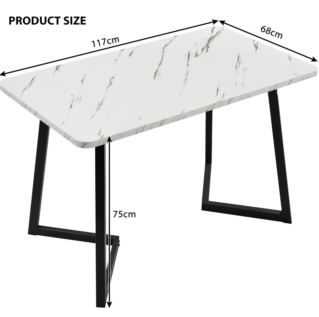 Set tavolo da pranzo 117x68 cm; effetto marmo; MDF grigio