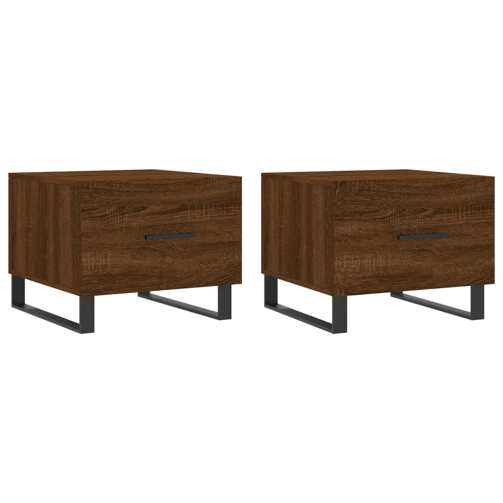 2 pz Tavolini salotto | Tavolino da caff¨¨ | Tavolino da Soggiorno Rovere Marrone 50x50x40 Legno Multistrato