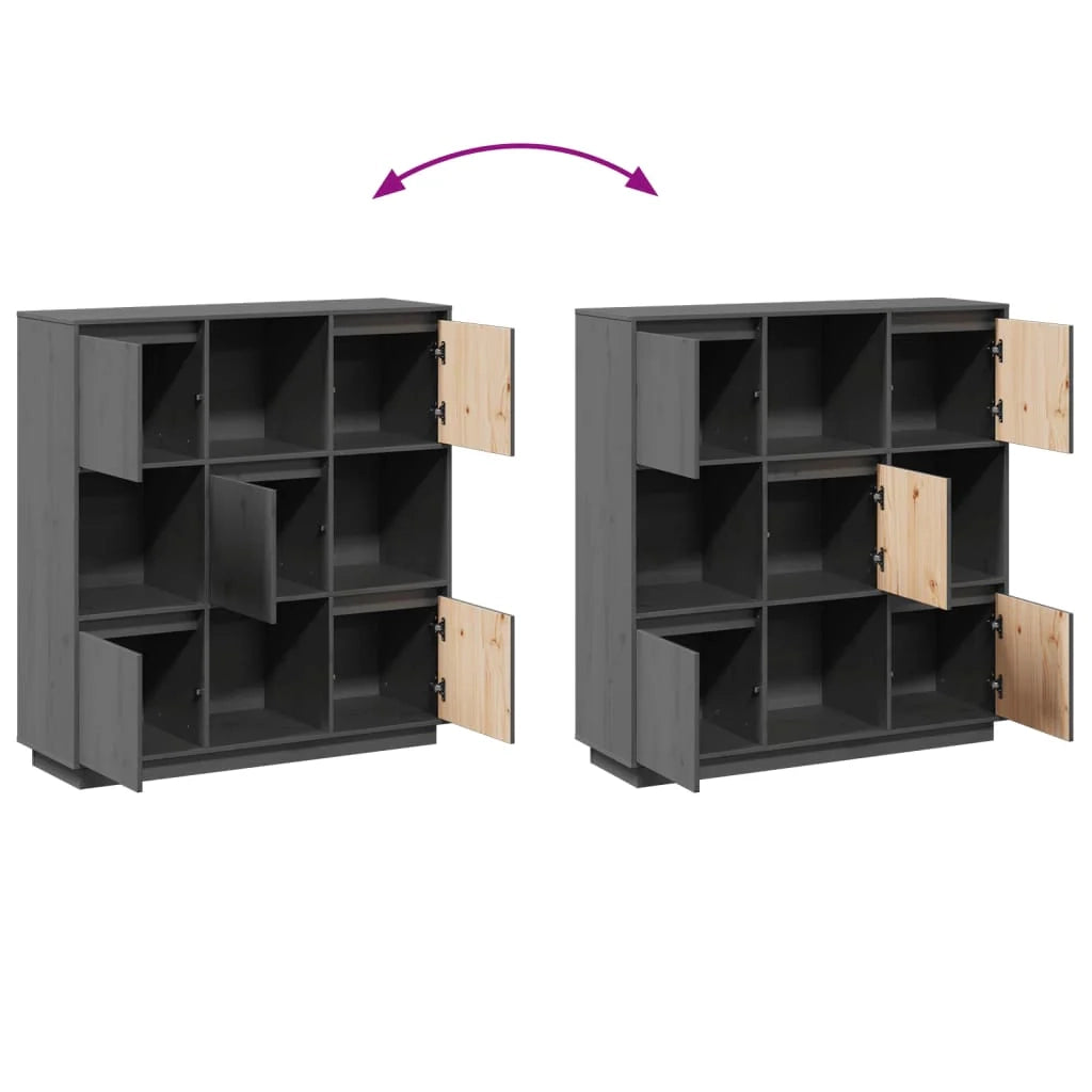 Buffet credenza cassettiera armadio mobile contenitore organizer per cucina soggiorno salotto 110,5 x 35 x 117 cm legno massello di pino grigio 02_0031773