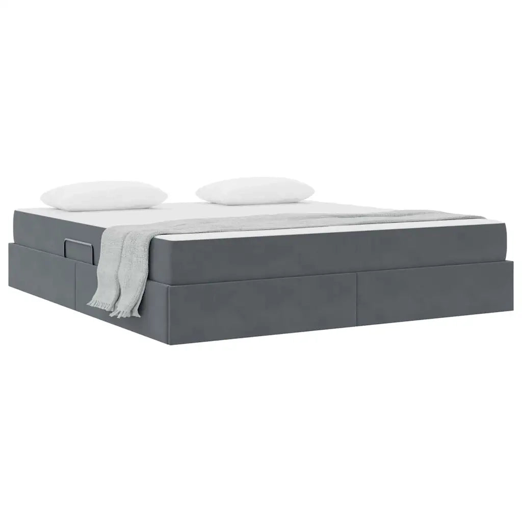 Letto con contenitore e materasso Grigio scuro 160 x 200 cm
