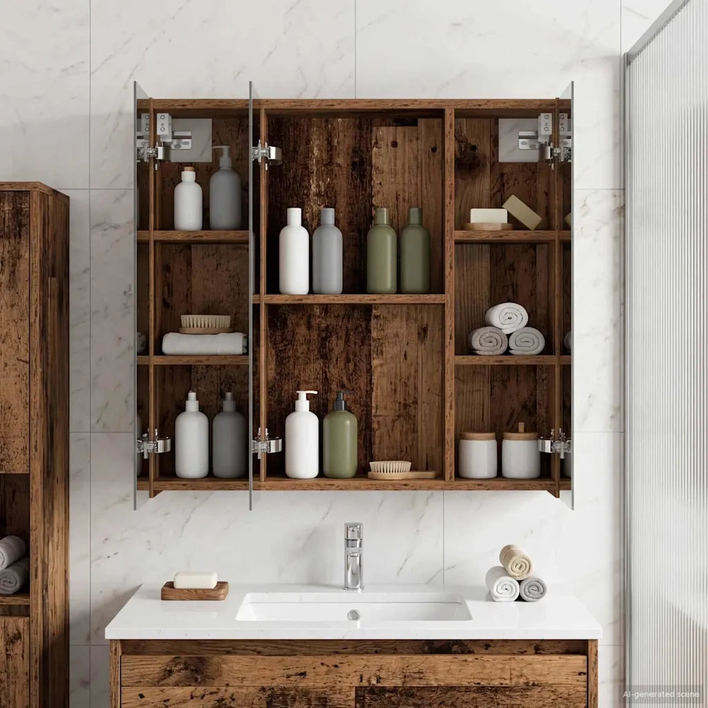 Mobiletto per specchio da bagno Legno vecchio 70 x 14,5 x 70 cm