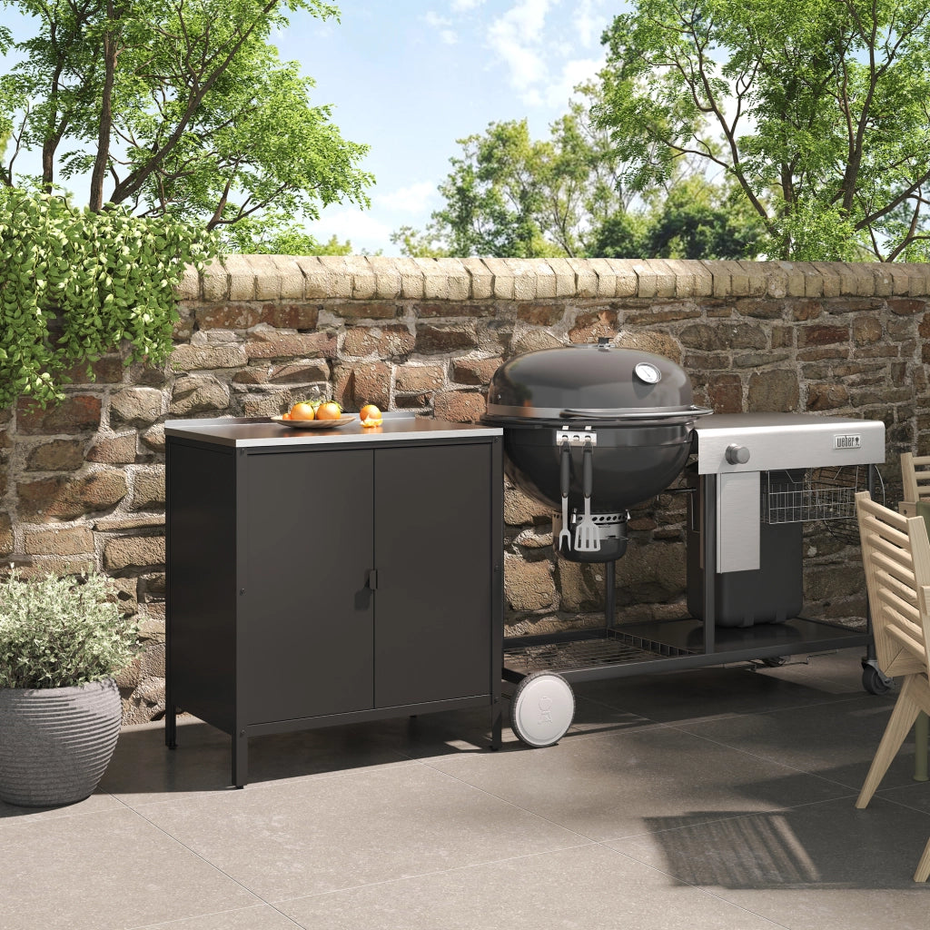Armadietto da Giardino Bolognano 92 x 80 x 50 cm Acciaio - Nero Opaco - casa.pro