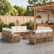 Set Divano da Giardino 13 pz Beige e Bianco Crema polyrattan 3435372