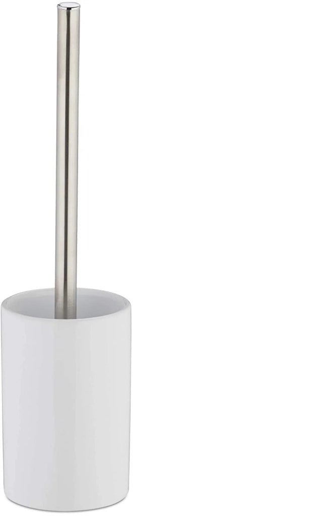 Porta scopino in ceramica con scopino e testina intercambiabile manico tondo in metallo 36 cm bianco 13_0002144_2