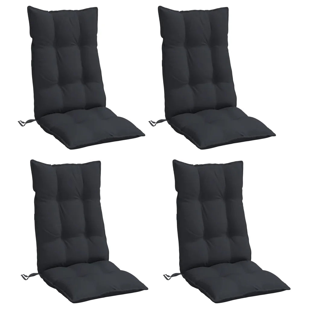 Cuscini per Sedia con Schienale Alto 4pz Nero in Tessuto Oxfordcod mxl 90688