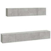 Set di Mobili Porta TV 4 pz | Armadietto TV | Mobile Porta TV Grigio Cemento in Legno Multistrato