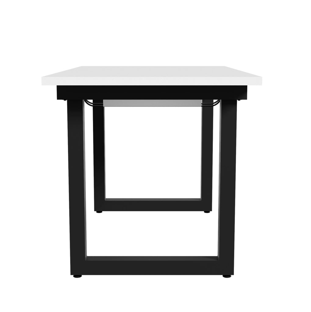 Tavolo da pranzo allungabile in MDF bianco e nero; stile industriale