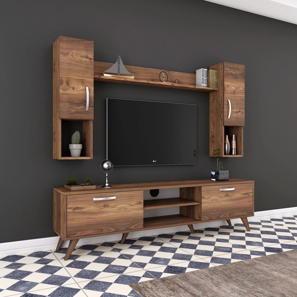 Porta TV in legno "Mezalun" - 180 x 35 x 48 cm - Marrone