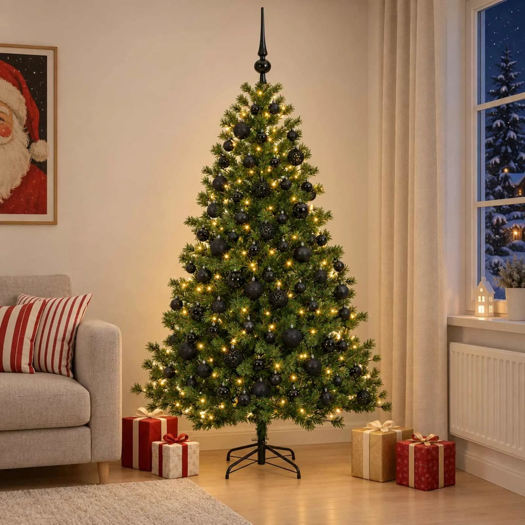Albero di Natale artificiale con palline 210 cm 300 LED 3466362