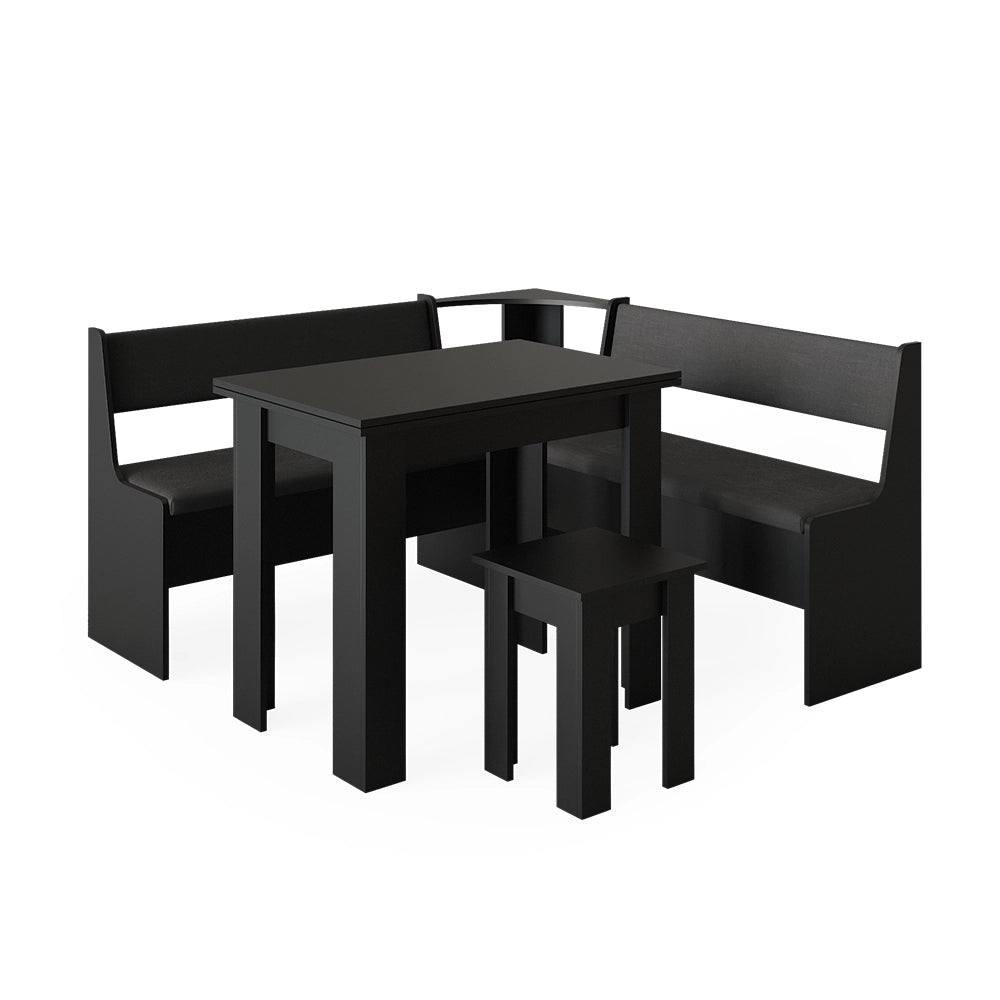 Vicco Gruppo panca ad angolo Nero 150 x 41.5 cm con tavolo