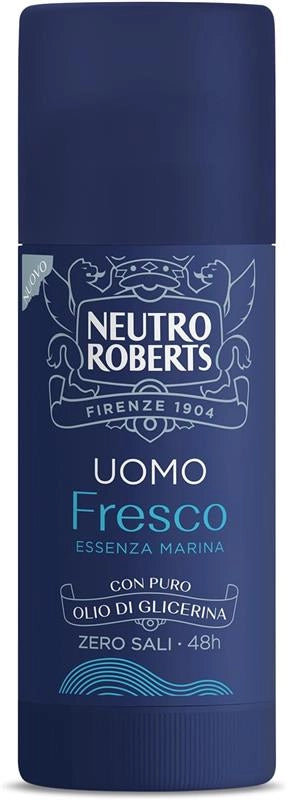 NEUTRO ROBERTS DEODORANTE STICK FRESCO UOMO ESSENZA MARINA CON ANTIODORE ZERO SALI DI ALLUMINIO ZERO 40 ML 48H
