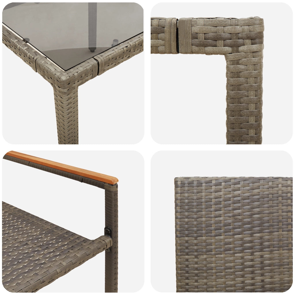 Set Pranzo Giardino  3 Pezzi Grigio Polyrattan