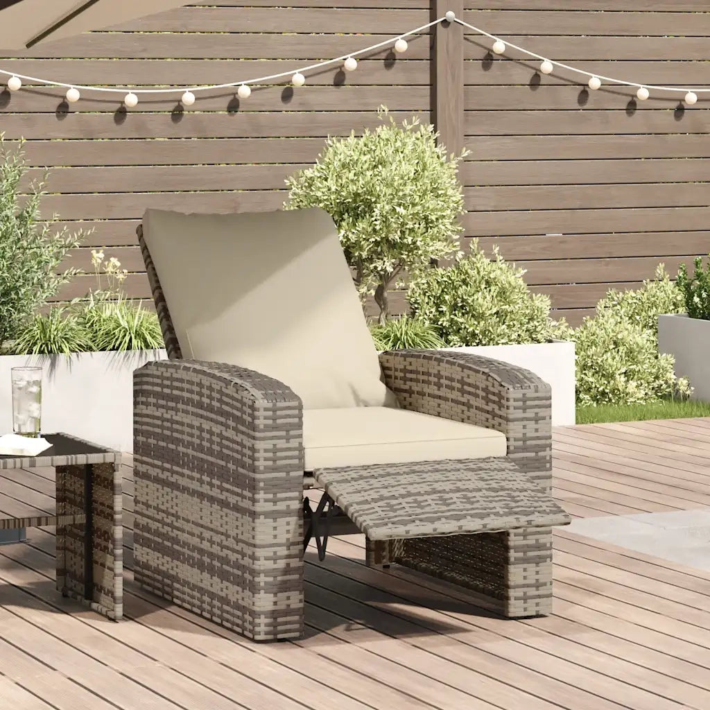 Divano Sedia-Poltrona Reclinabile Giardino Cuscini Marrone Chiaro Polyrattan