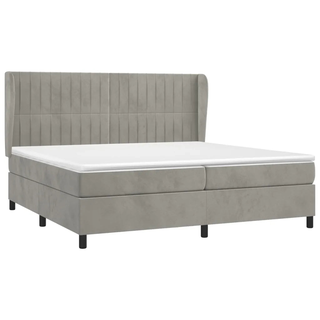 Giroletto a Molle con Materasso Grigio Chiaro 200x200cm Velluto cod mxl 61649