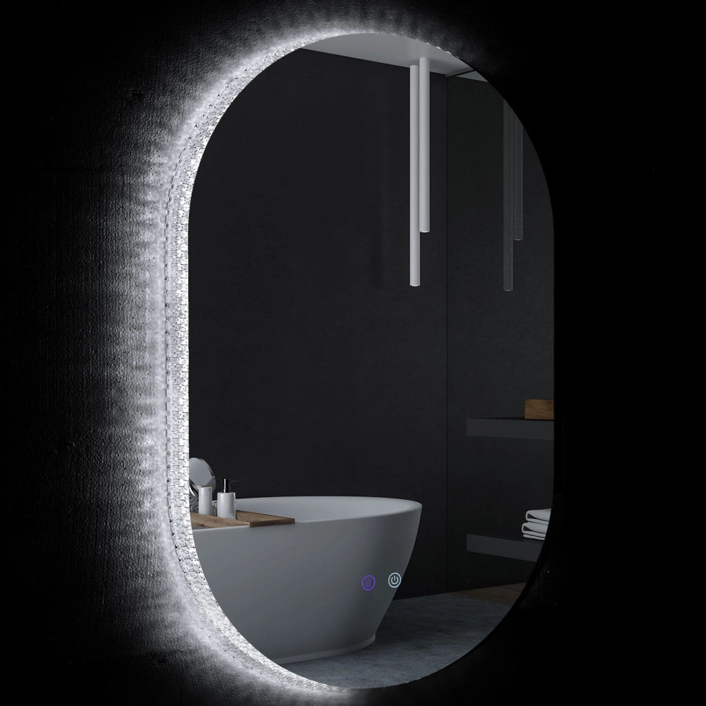 Specchio Bagno LED Antiappannamento con Luminosit¨¤ Regolabile, in Vetro e Alluminio, 81x51x4.5 cm